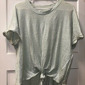 LOFT Mint Green Linen Short Sleeve Knot Top